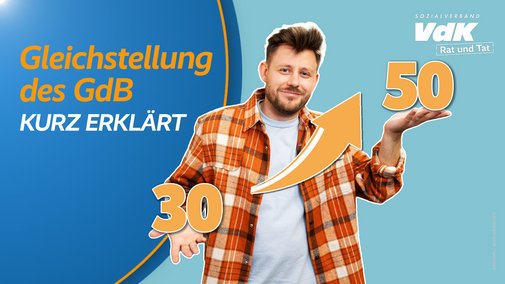 Thumbnail f&uuml;r das Video mit einem Bild von Kai Steinecke und dem Text "Gleichstellung des GdB - kurz erkl&auml;rt"